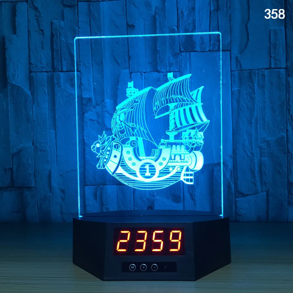 3D blue dolphin LED table night light with remote control on wooden surface