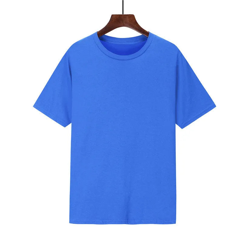 Men's loose fit black cotton t-shirt with short sleeves and a printed design on a hanger.