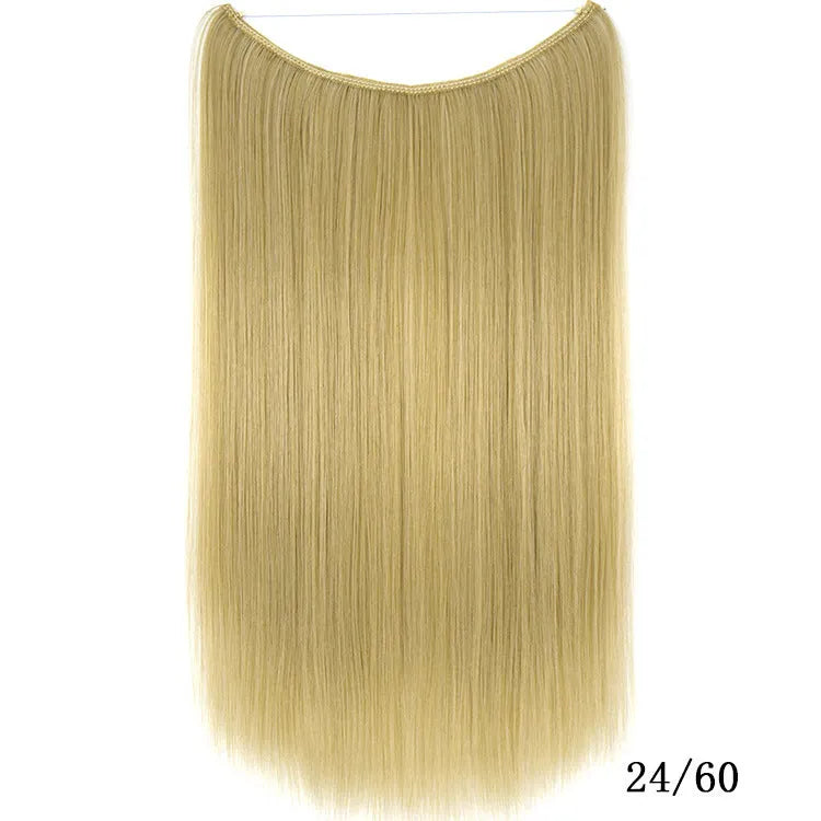 22 inch invisible wire hair extension, silky straight synthetic, 55cm long, 80g, no clips