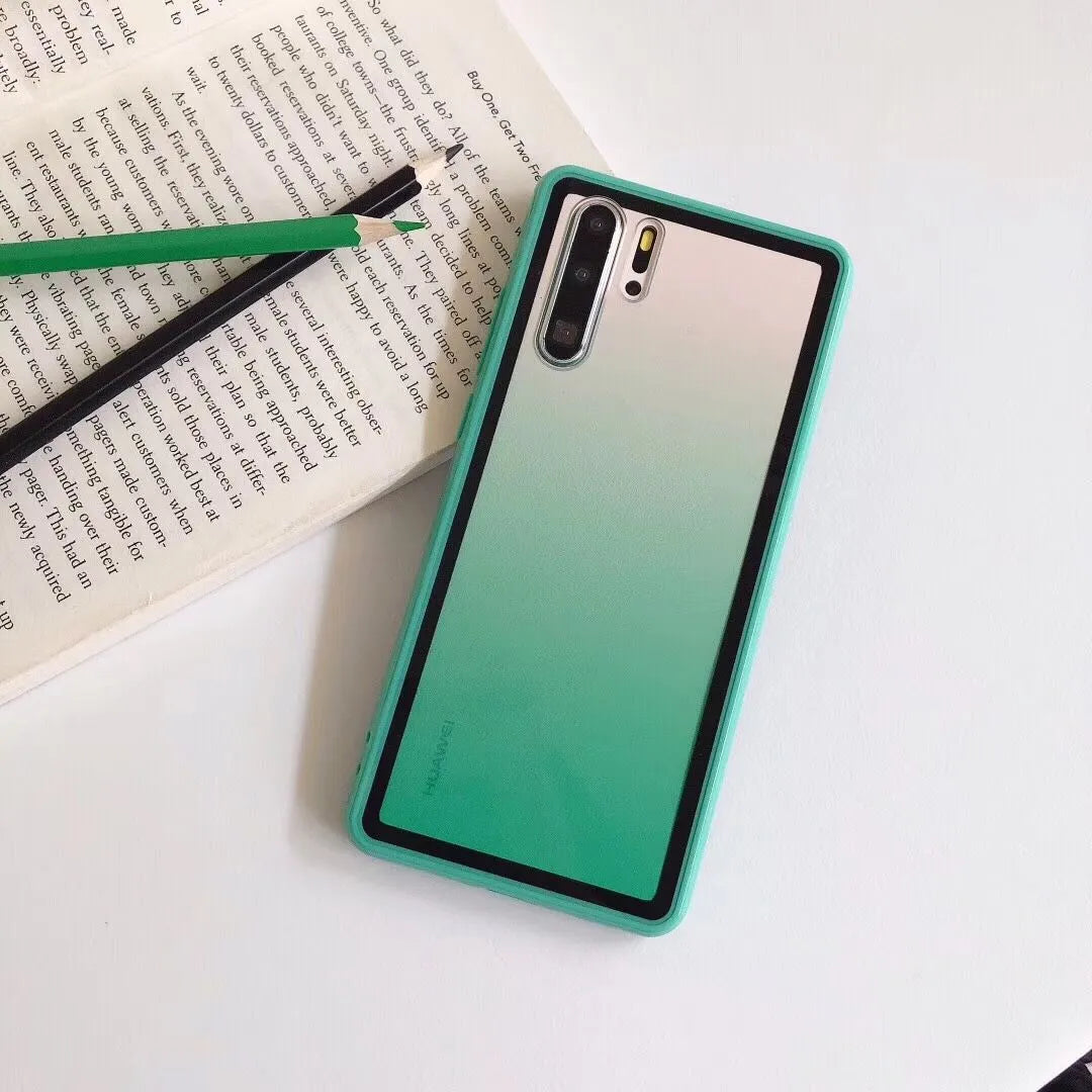 Rainbow phone case for Huawei smartphones in black, green, orange, or pink colours