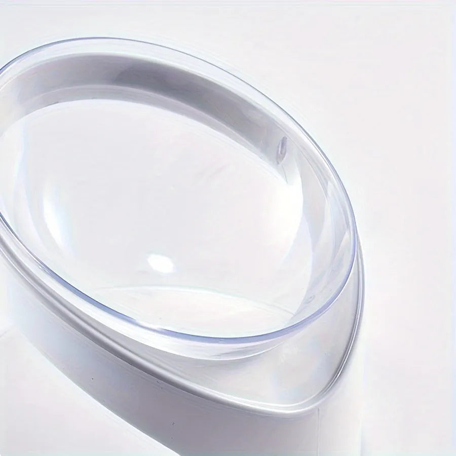 White elevated cat food bowl with tilted anti-vomit design for ergonomic feeding