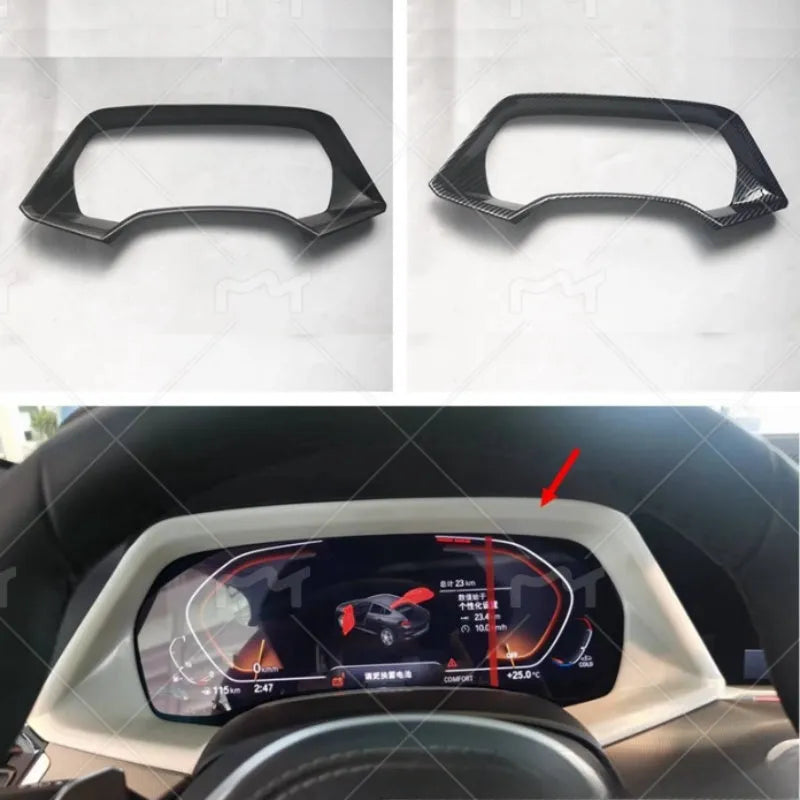 BMW X5 dashboard decoration frame in ABS plastic with carbon fibre or peach wood finish