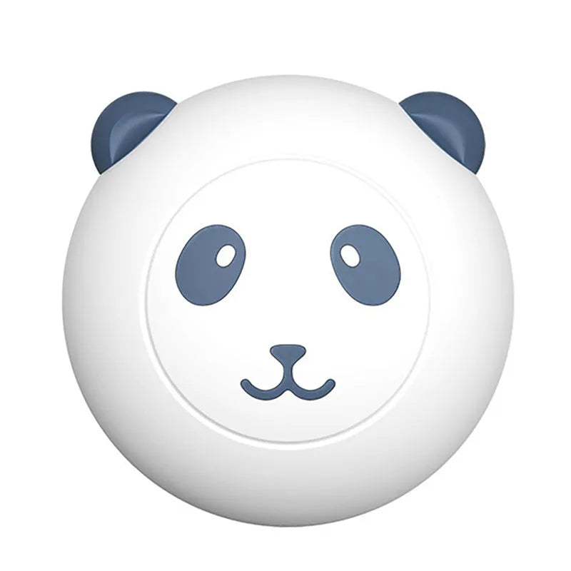 Panda-shaped silicone pet bath brush with soft bristles for washing cats and dogs.