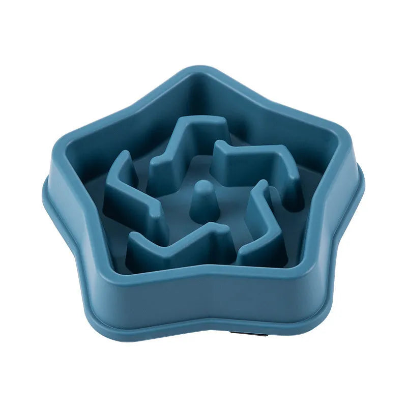 Yellow plastic slow feeding dog bowl with textured bottom pattern measuring 20.1cm diameter