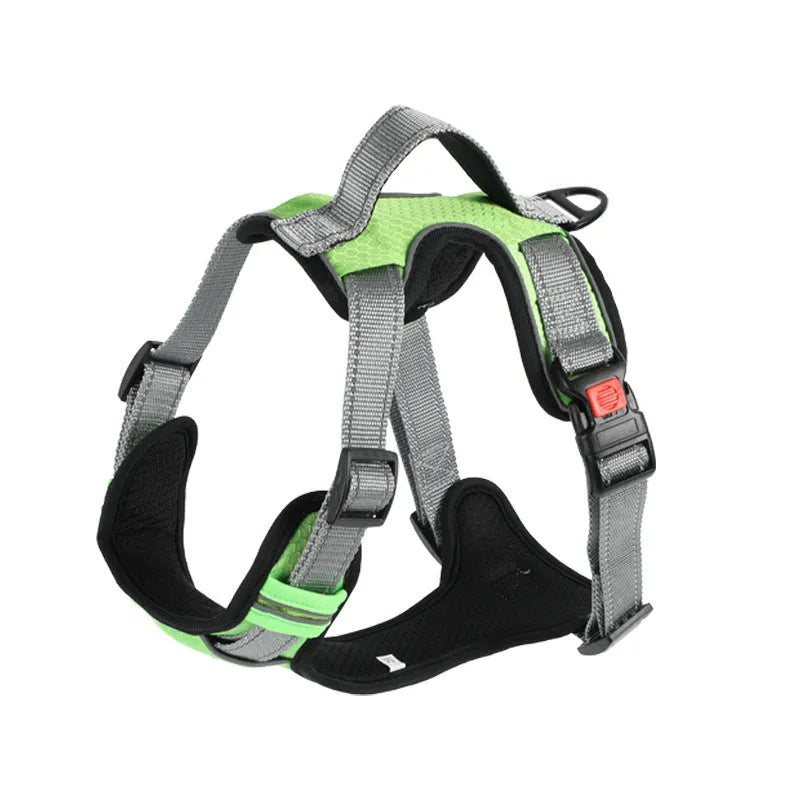 Polyester dog chest strap vest with optional hand-held rope in various colours for medium to extra-large dogs