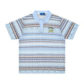 Men's printed leisure shirt in blue with short sleeves and loose fit