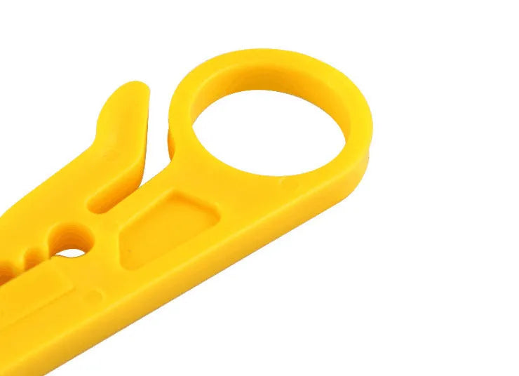 Yellow mini portable wire stripper tool showing 0.6mm stripping diameter for electrical work