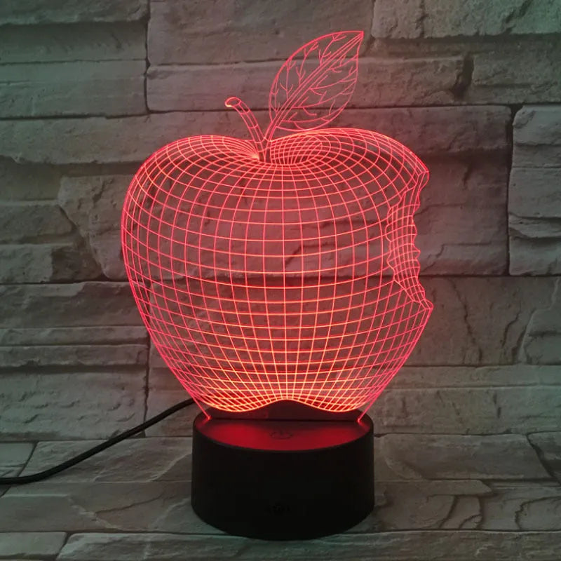 3D fruit shaped night light with colourful LED illumination and touch controls