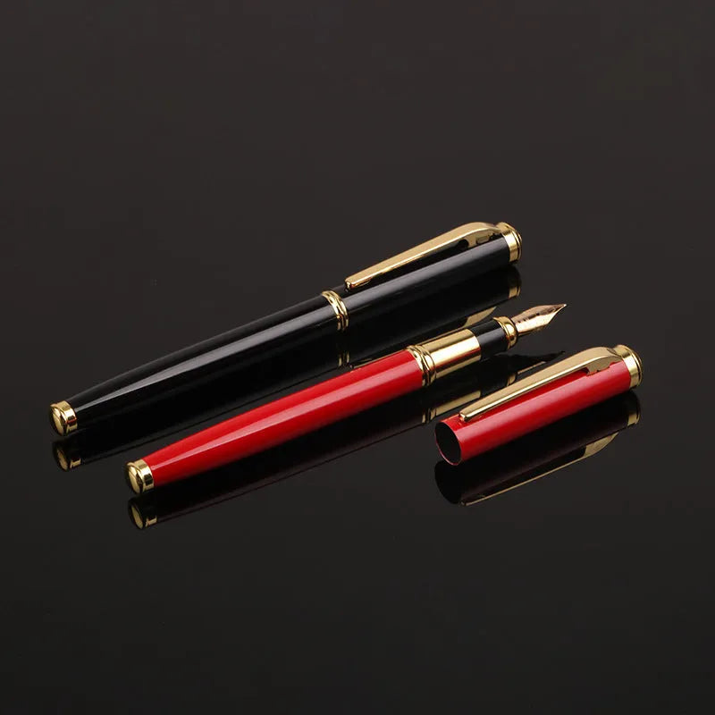 Red and black metal fountain pens with 0.5mm Yijin nibs for business writing