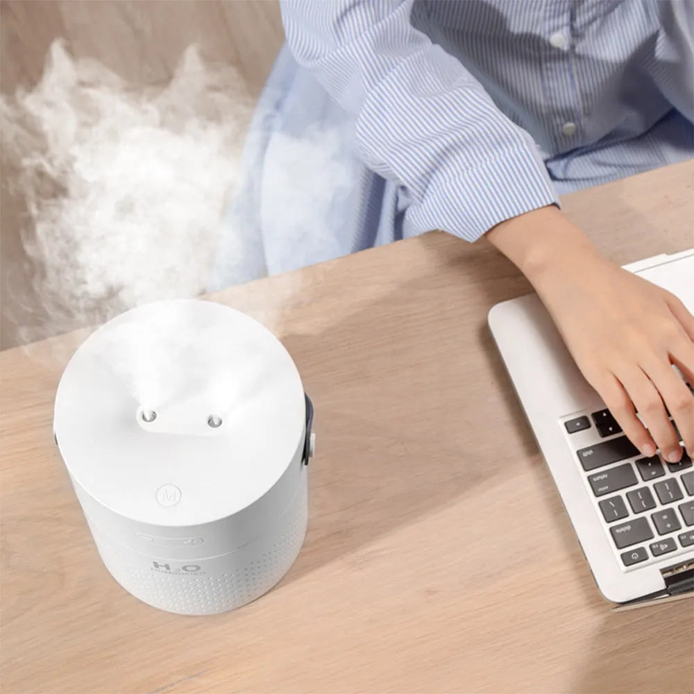 USB rechargeable bedroom humidifier with 1.1L tank in green, grey, pink or white colour options