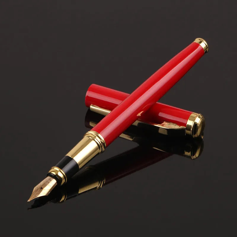 Red and black metal fountain pens with 0.5mm Yijin nibs for business writing