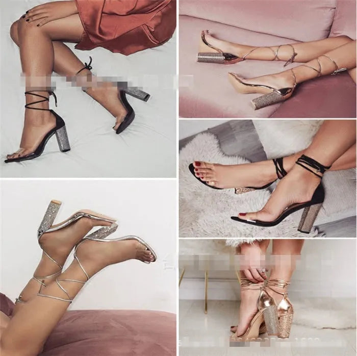 Plastic high heel shoes with pointed toe in black or gold colour on size label