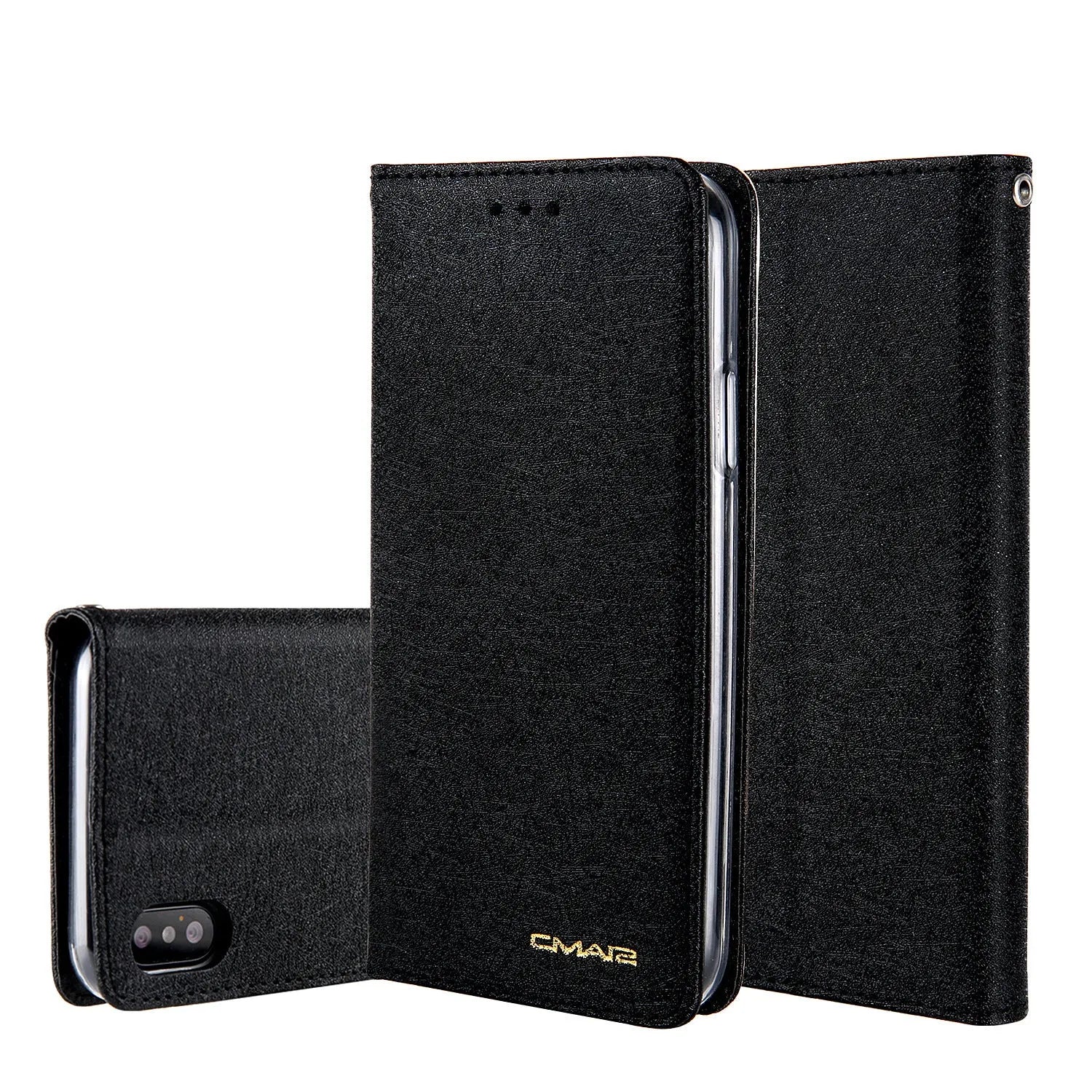 PU leather flip phone case for Apple iPhone with card storage pocket in multiple colour options