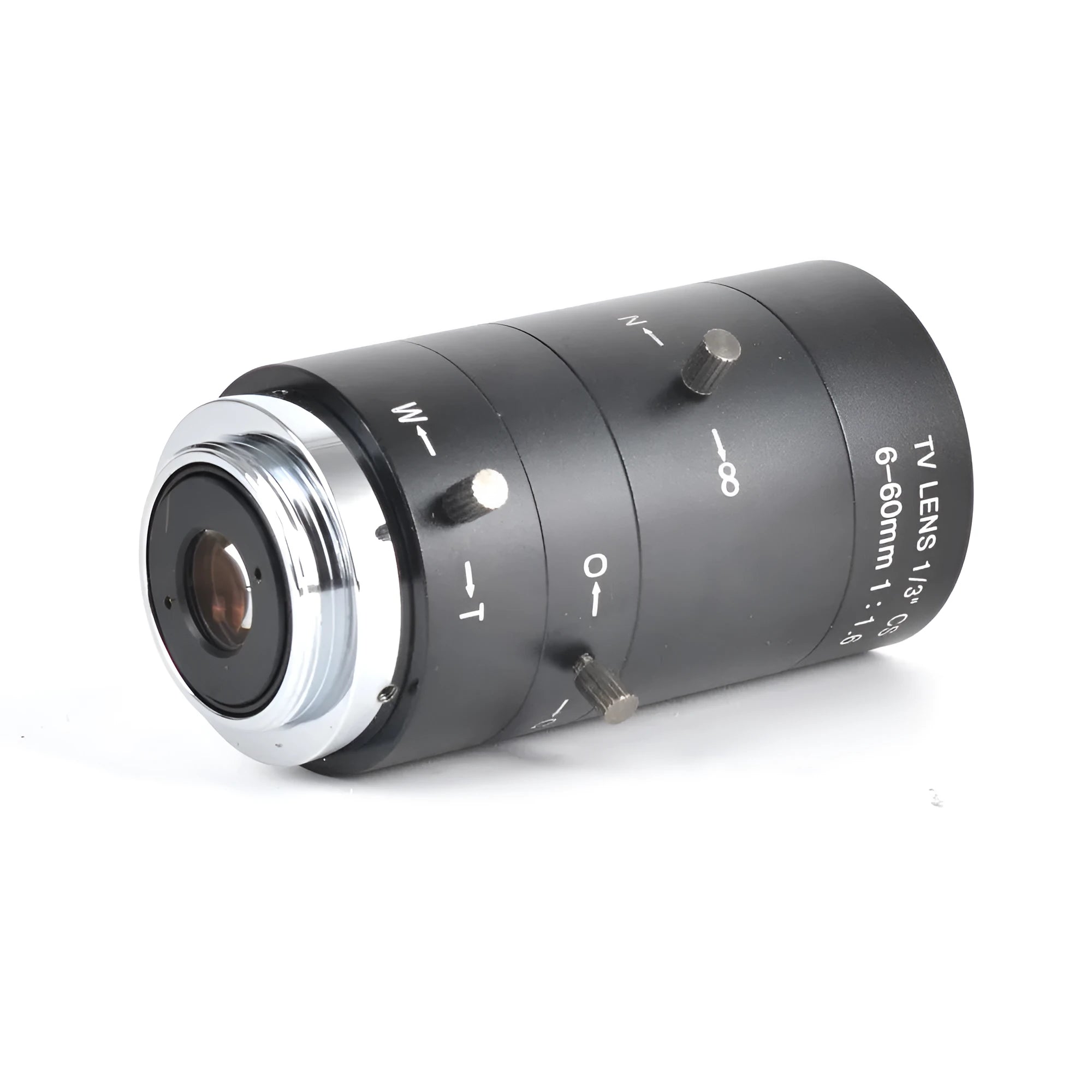 Black manual aperture 6-60mm camera lens with CS mount for 1/3" sensors