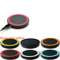 Square Qi wireless charging pad in one of six colours: black, blue, orange, red, white, or yellow.