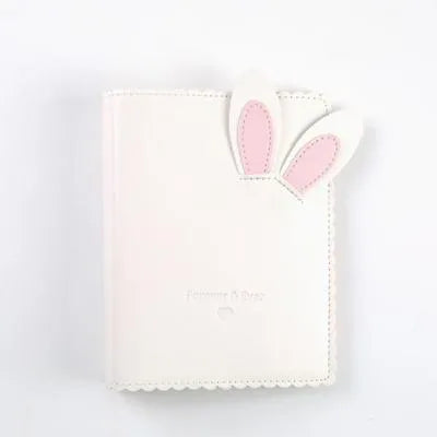 Cute Bunny mini photo album in blue, pink, or white showing compact size and PU cover