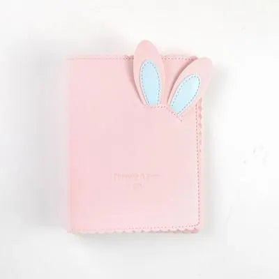 Cute Bunny mini photo album in blue, pink, or white showing compact size and PU cover