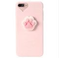 Soft silicone iPhone case with 3D cartoon cat design in multiple colour options