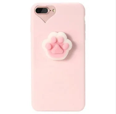 Soft silicone iPhone case with 3D cartoon cat design in multiple colour options