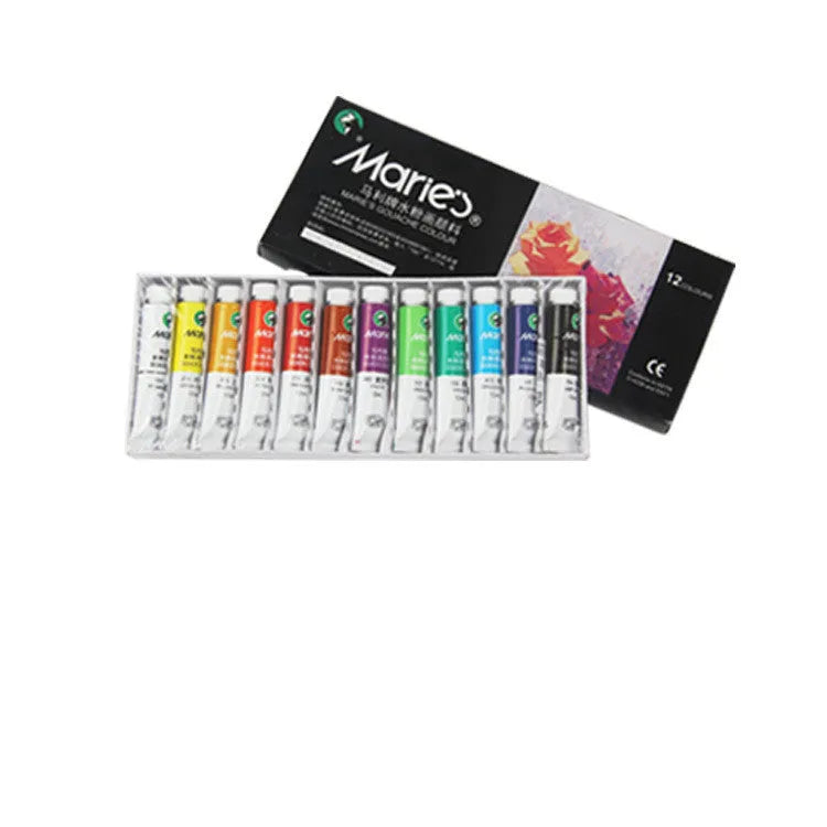Marley gouache paint set showing tubes in 12, 18, 24 and 36 colour options