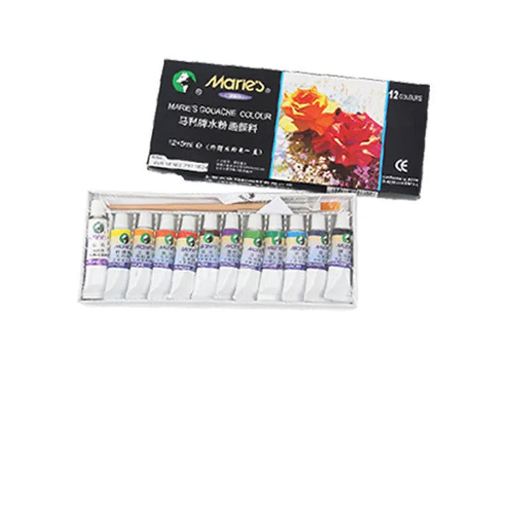 Marley gouache paint set showing tubes in 12, 18, 24 and 36 colour options
