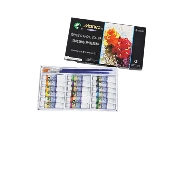 Marley gouache paint set showing tubes in 12, 18, 24 and 36 colour options