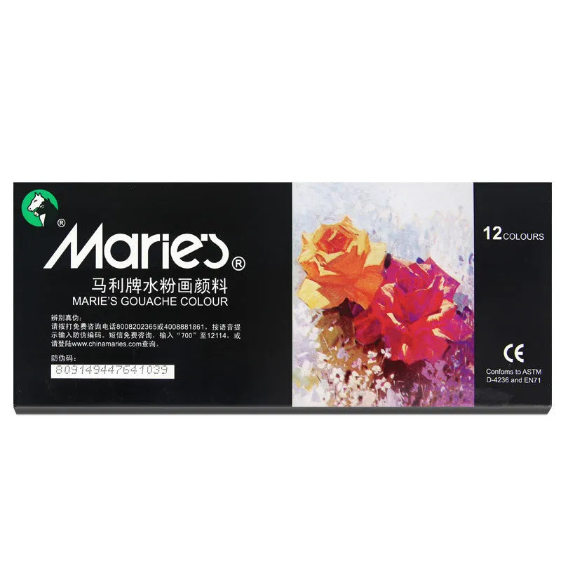 Marley gouache paint set showing tubes in 12, 18, 24 and 36 colour options
