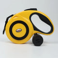 Automatic telescopic dog lead with ABS shell and nylon core, 5m flat belt and 8m round rope, six colours