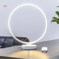 White Full Moon Lamp table lamp with remote control on wooden surface
