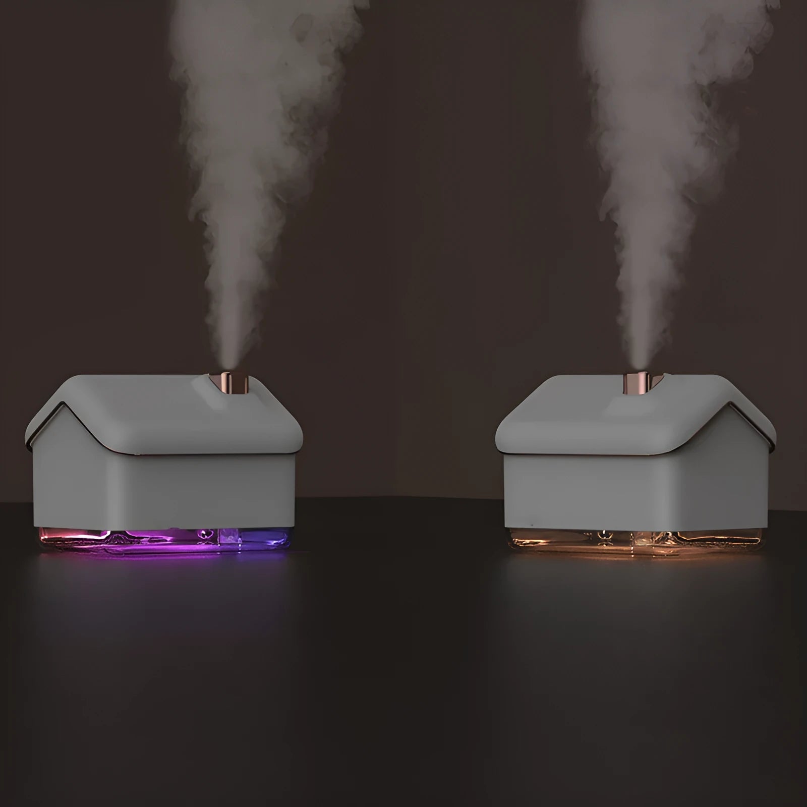 White igloo-shaped humidifier and essential oil diffuser with LED light and USB cable