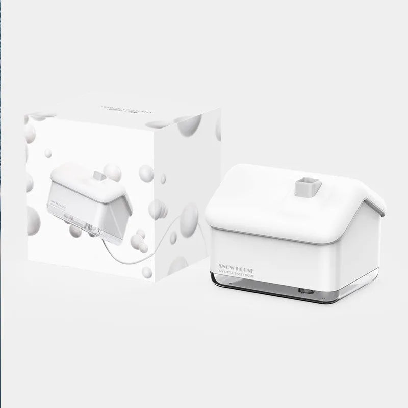 White igloo-shaped humidifier and essential oil diffuser with LED light and USB cable