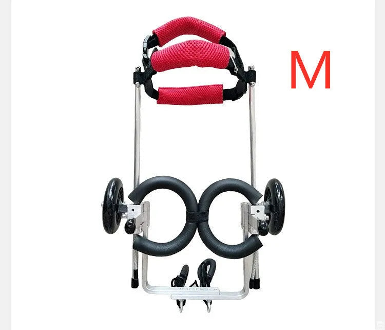 Black fully adjustable dog wheelchair for small to medium dogs, sizes XXS to S.