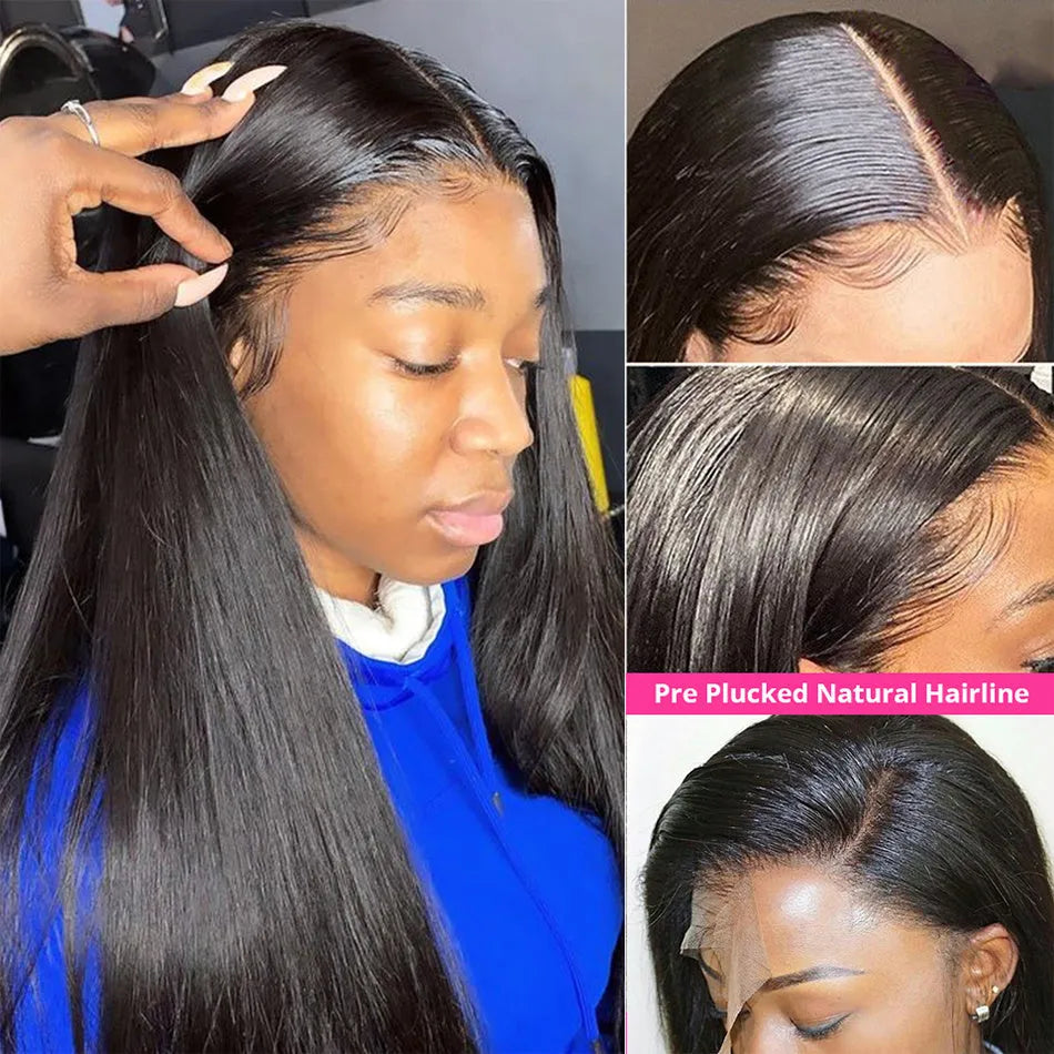 Black long straight synthetic wig made from high temperature wire chemical fibre, natural style, dyeable, for general use.