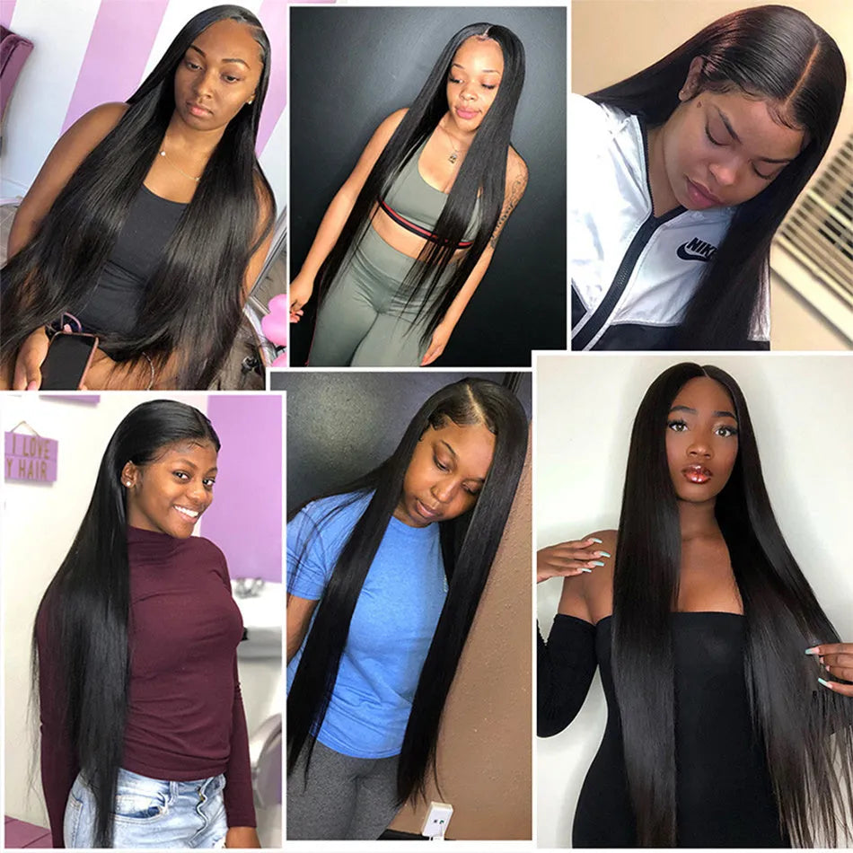 Black long straight synthetic wig made from high temperature wire chemical fibre, natural style, dyeable, for general use.