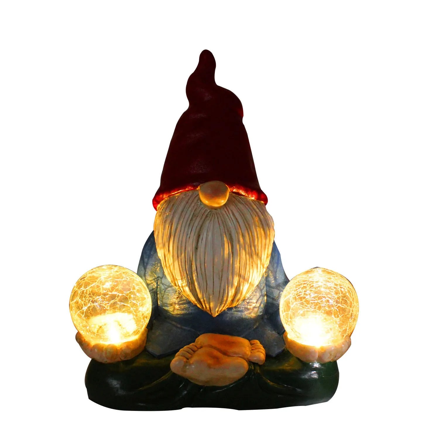 Solar LED resin dwarf doll garden ornament statue measuring 27cm tall