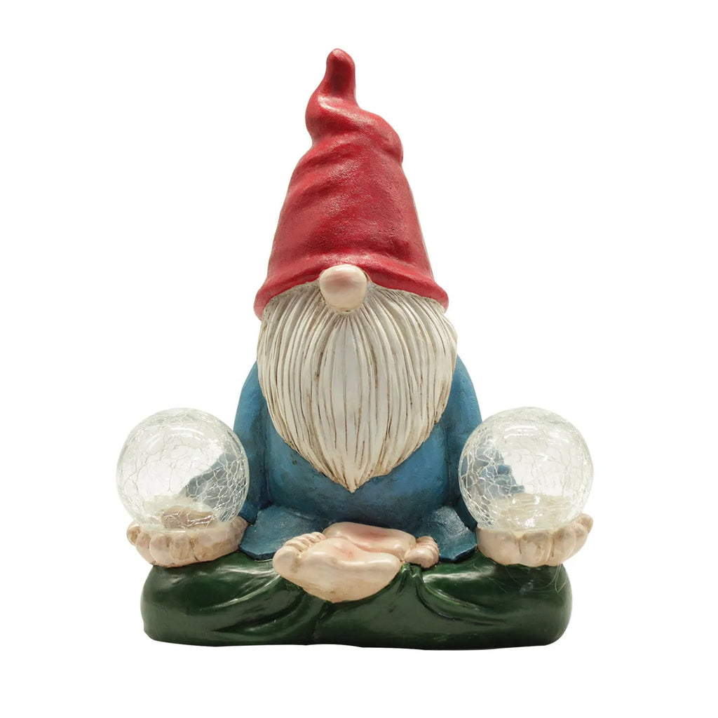 Solar LED resin dwarf doll garden ornament statue measuring 27cm tall