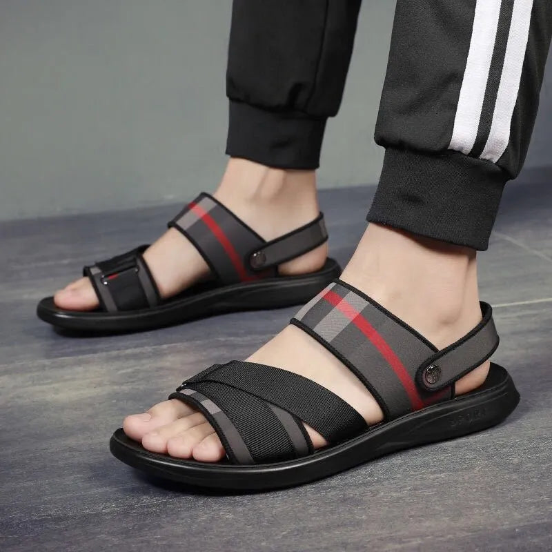 Youth sports sandals with Lycra upper and polyurethane sole, showing leisure style.