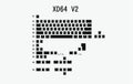 Black and white Pudding V2 doubleshot PBT keycap set for mechanical keyboards on a black keyboard.