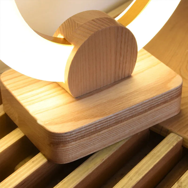 Wooden circular chandelier with acrylic shade in Nordic style for living room lighting