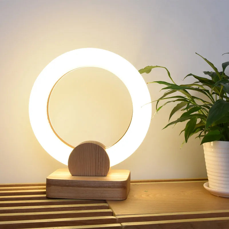 Wooden circular chandelier with acrylic shade in Nordic style for living room lighting