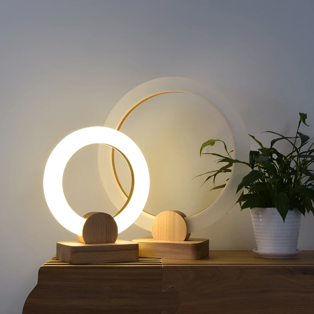 Wooden circular chandelier with acrylic shade in Nordic style for living room lighting