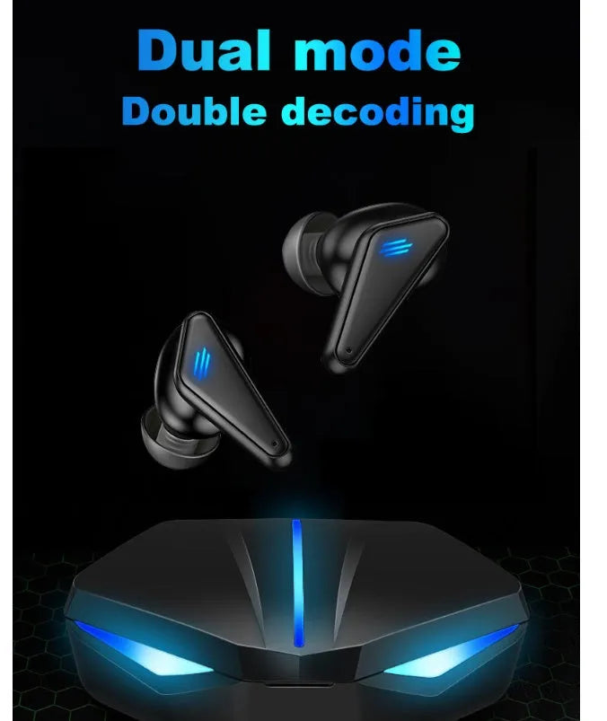 Blue K55 wireless Bluetooth gaming headset with TWS bilateral earpieces for mobile gaming