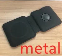 White foldable magnetic wireless charging dock showing dual charging surfaces and compact folded design