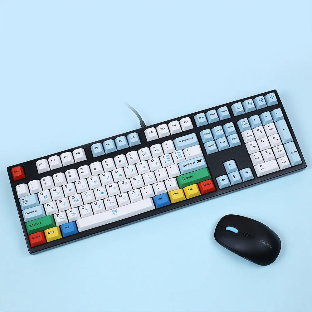 PS theme mechanical keyboard keycaps in blue and white or grey and white colour options