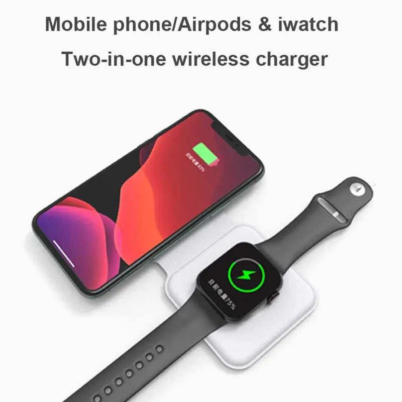 White foldable magnetic wireless charging dock showing dual charging surfaces and compact folded design