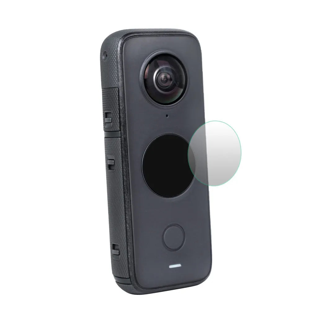 Black tempered glass screen protector for Insta360 ONE X2 camera with 97x64mm dimensions and explosion-proof film
