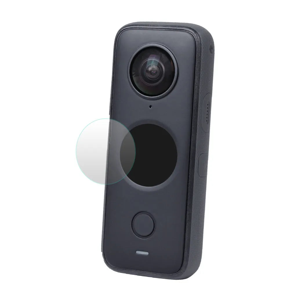 Black tempered glass screen protector for Insta360 ONE X2 camera with 97x64mm dimensions and explosion-proof film