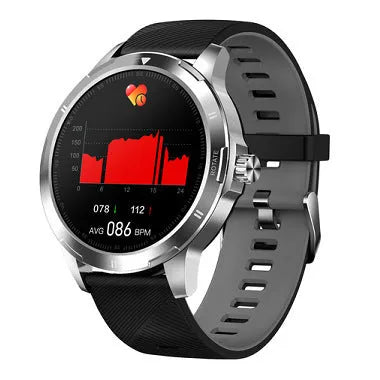 A sports waterproof bracelet with a circular 1.28-inch screen on a silicone wristband.