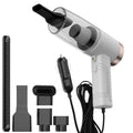 Black and white car vacuum cleaner with accessories on 5-metre cord
