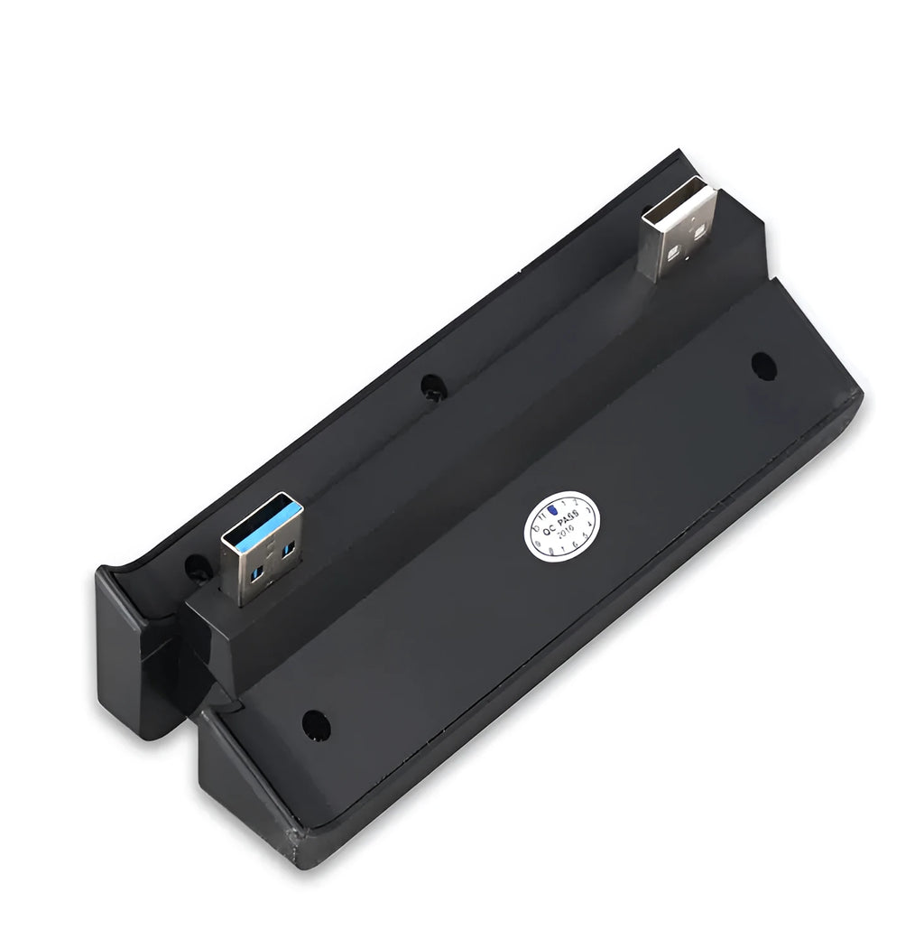 Black PS4 slim USB hub extender with multiple ports for PlayStation 4 console connectivity expansion